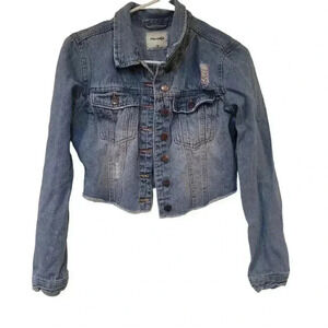 Miss Selfie Women's Blue Cotton Denim Jacket